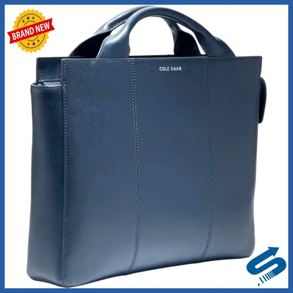 Leather Attache Case with Laptop Compartment, Adjustable Strap
